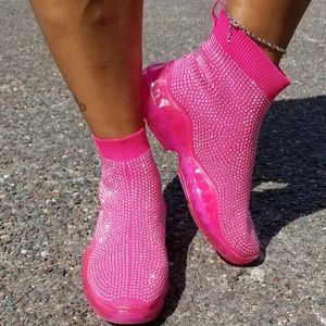 hot pink sock sneakers